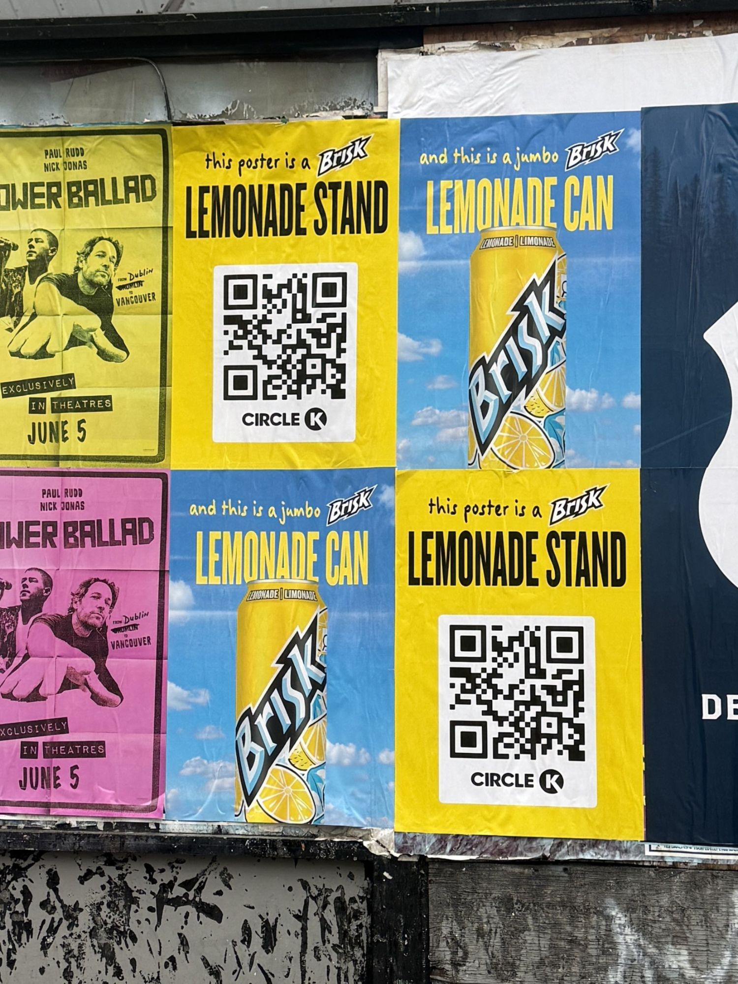 Brisk · Lemonade Stand poster wheatpaste with Circle K QR
